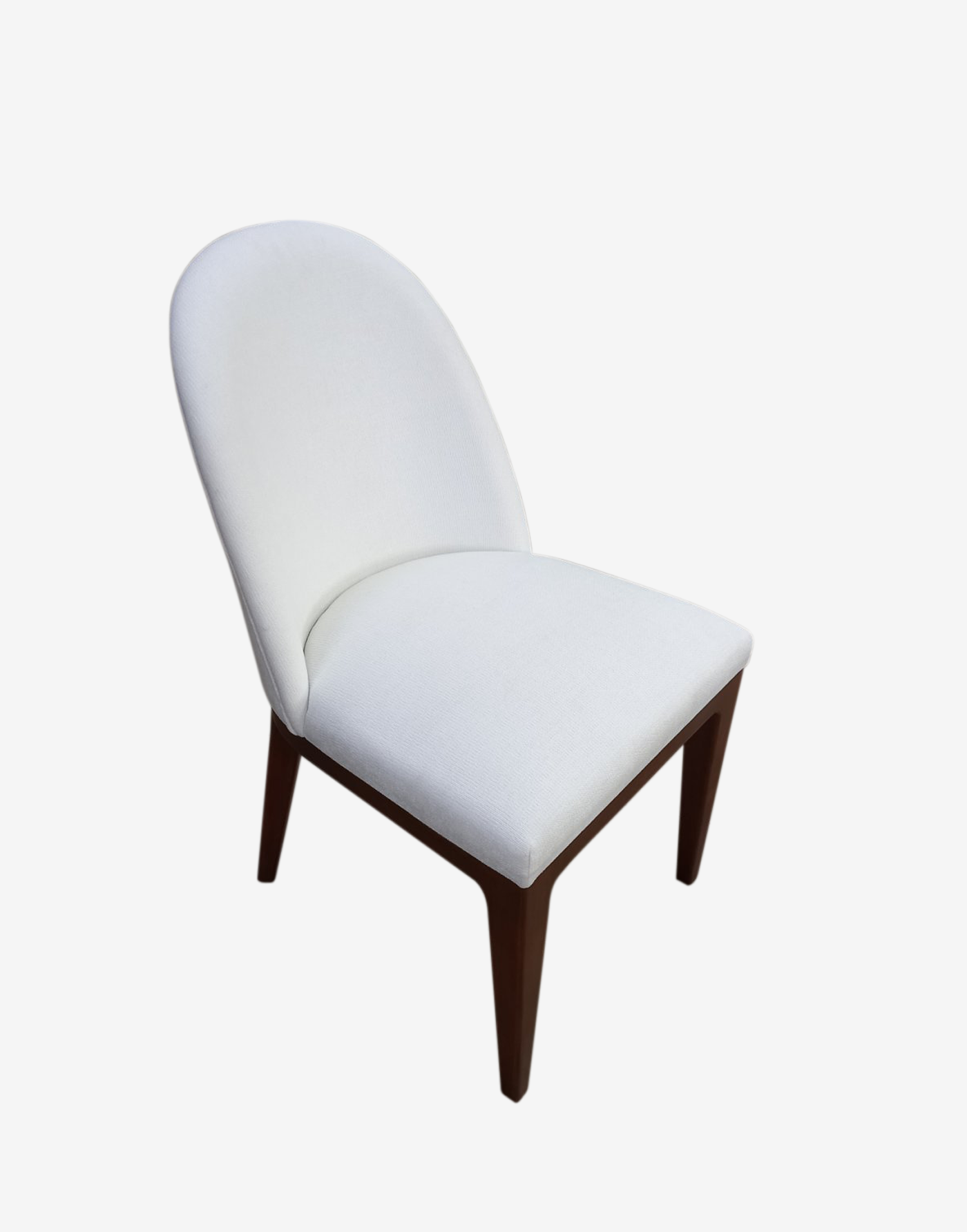 Bring a touch of elegance into your dining space with our modern dining side chair. Made with white water-repellent fabric and solid mahogany wood. - Focolare Carpentry - Bespoke Furniture